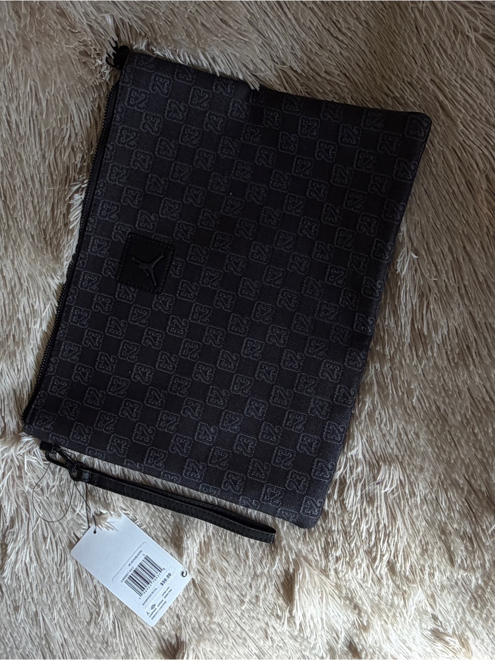 Jordan Black Monogram Wrist Zip Pouch